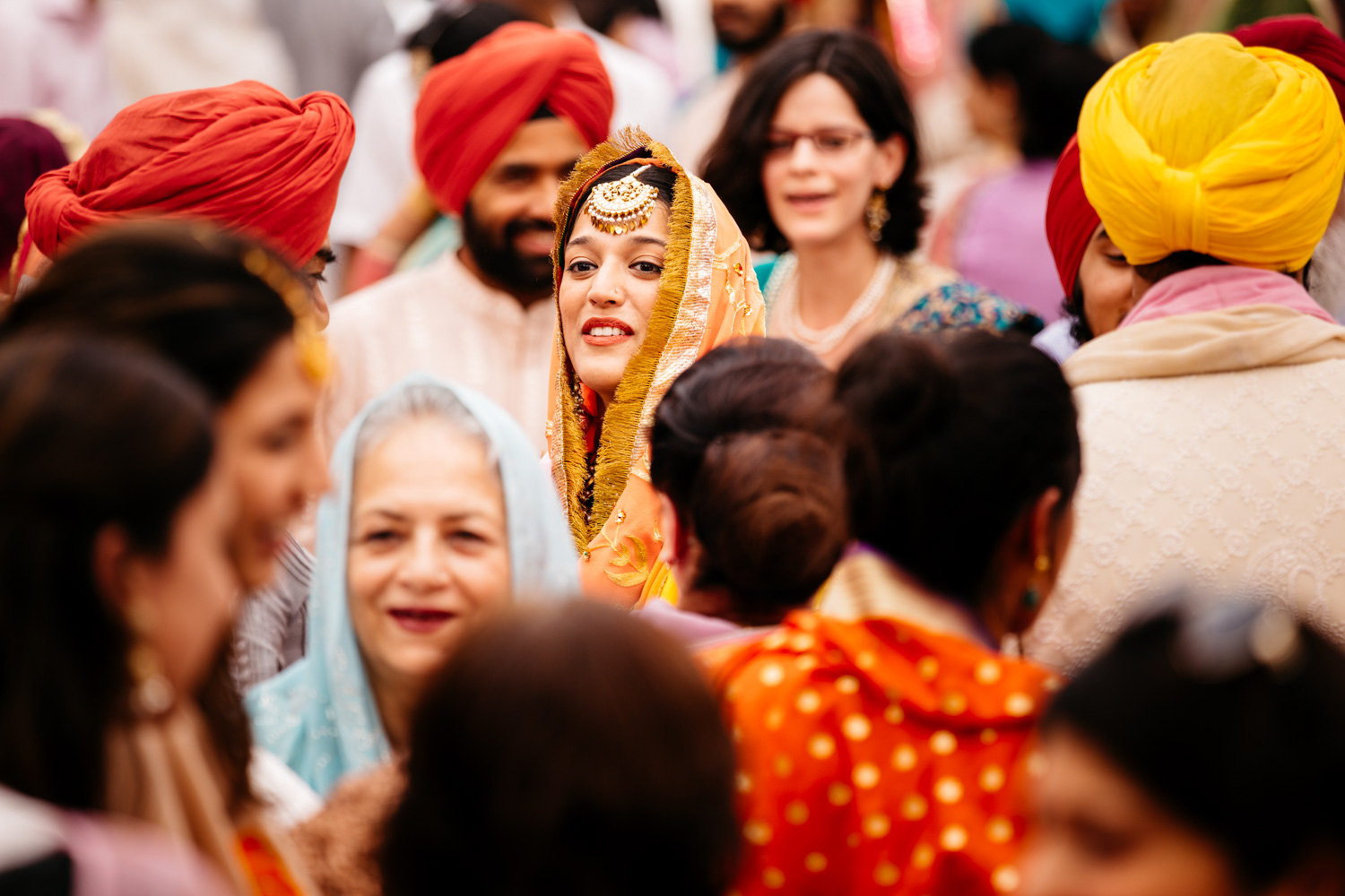 Bride looking upward — centered