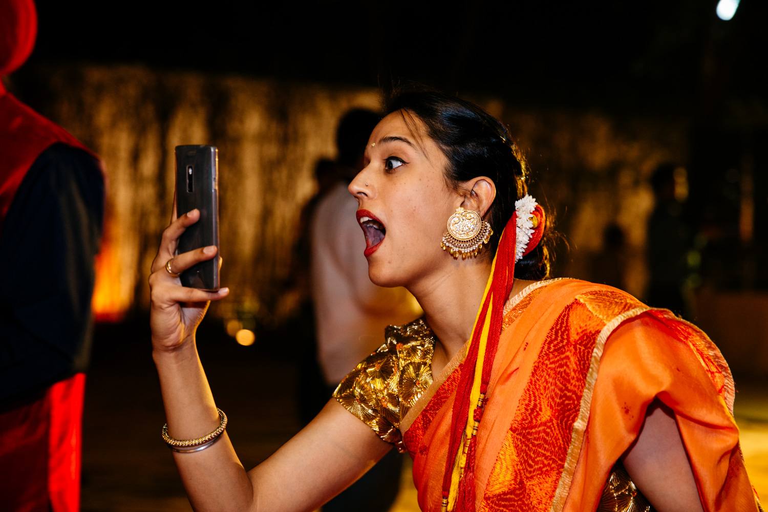 Bride making selfie face