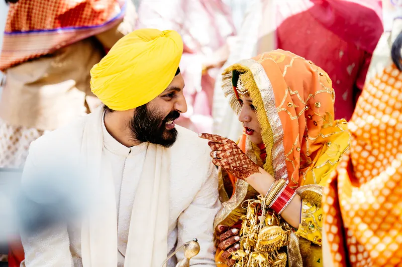 Couple laughing together — intimate